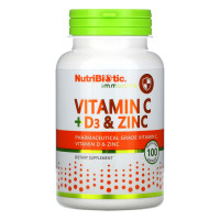 Nutribiotic Vitamin C+D3 & Zinc - 100 caps