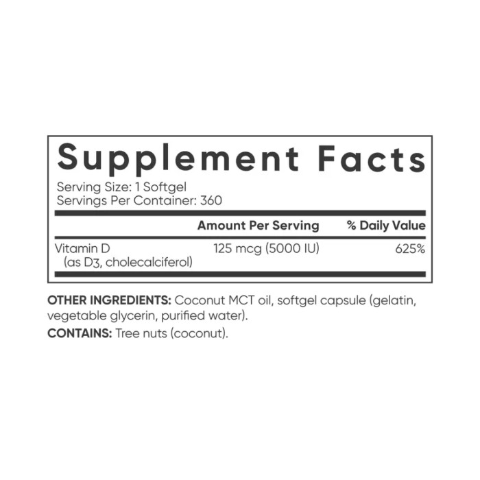 Sport Research Vitamin D3 5000IU - 360 softgels