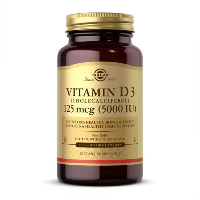 Solgar Vitamin D3 (Cholecalciferol) 125 mcg (5,000 IU) - 240 vcaps