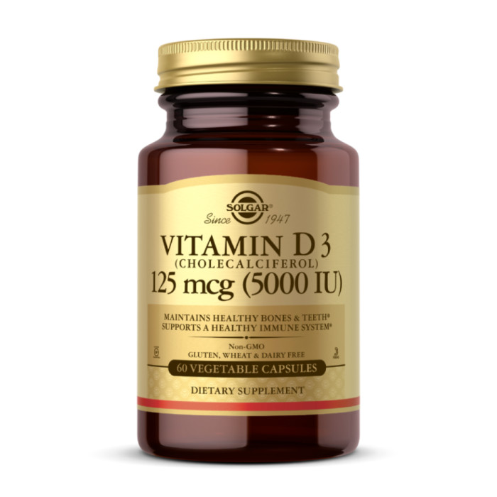 Solgar Vitamin D3 (Cholecalciferol) 125 mcg (5,000 IU) - 60 vcaps