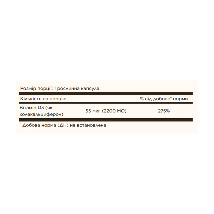 Solgar Vitamin D3 (Cholecalciferol) 55 mcg (2200 IU) - 50 vcaps