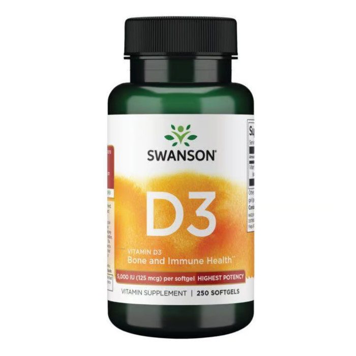 Swanson Vitamin D3 Highest Potency 5,000 IU (125 mcg) - 250 sgels