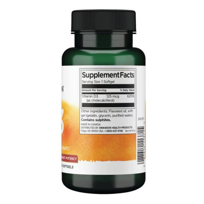 Swanson Vitamin D3 Highest Potency 5,000 IU (125 mcg) - 250 sgels