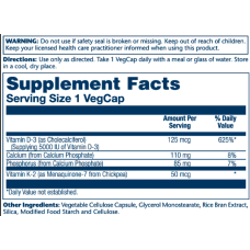 Solaray Vitamin D-3 & K-2 - 60 vcaps