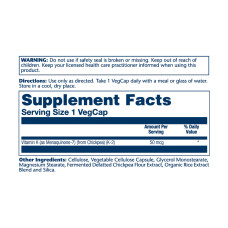 Solaray Vitamin K-2 MK-7 50mcg - 30 vcaps