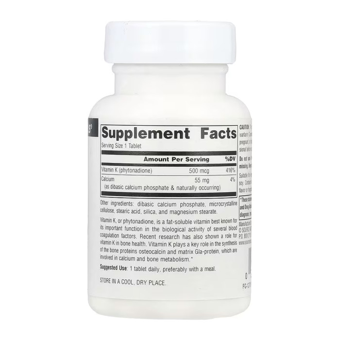 Source Naturals Vitamin K 500 mcg - 100 tabs