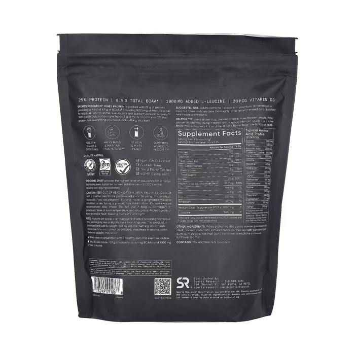 Sport Research Whey Protein Isolate - 1030g Chocolate
