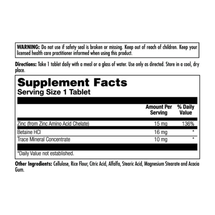 KAL Zinc 15+ Chelated - 100 tabs