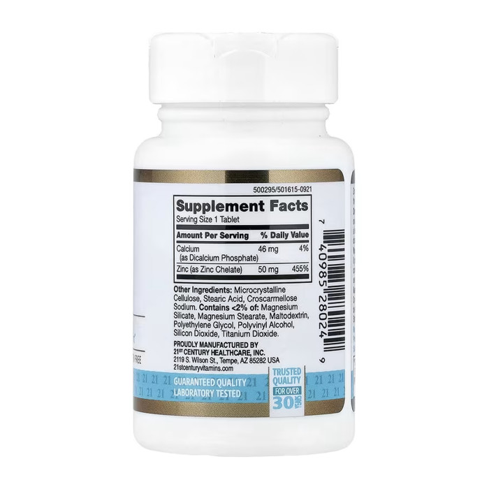 21st Century Zinc Chelated 50 mg - 60 tabs