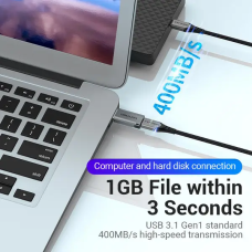 Адаптер Vention USB 3.0 Male to USB-C Female Adapter Gray Aluminum Alloy Type (CDPH0)