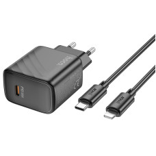 Мережевий зарядний пристрій з кабелем HOCO CS22A Value single port PD30W charger set(C to iP) Black