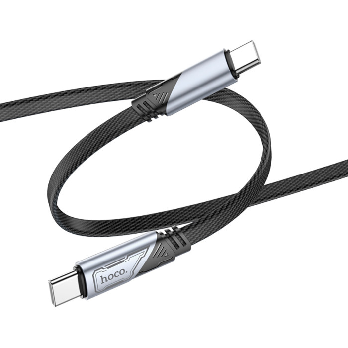 Кабель HOCO U119 Type-C to Type-C 60W, 1.2m, nylon, aluminum connectors, Black