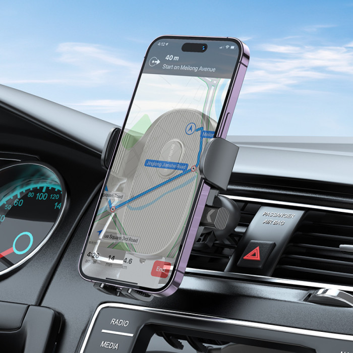 Автотримач для телефона BOROFONE BH92 Grand one-button car holder(air outlet) Black