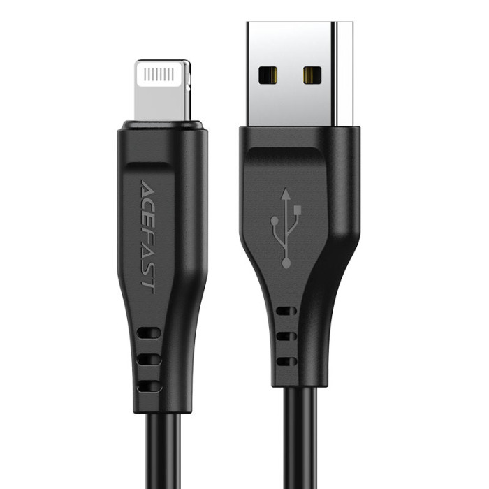 Кабель ACEFAST C3-02 USB to iP 2.4A, 1.2m, TPE, TPE connectors, Black
