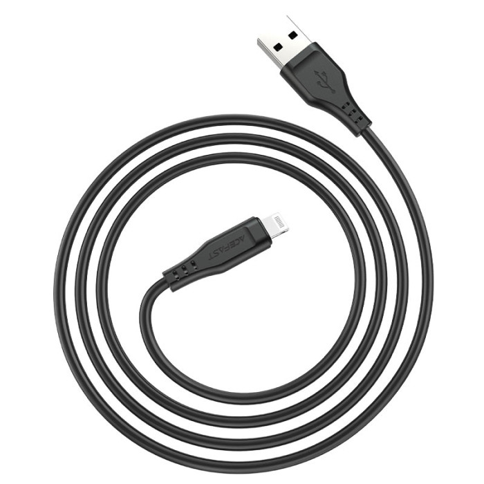 Кабель ACEFAST C3-02 USB to iP 2.4A, 1.2m, TPE, TPE connectors, Black