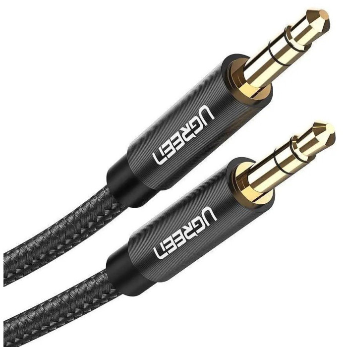 Аудіокабель UGREEN AV112 3.5mm male to 3.5mm male, Cable Gold Plated Metal Case with Braid, 1m, Black(UGR-50361)