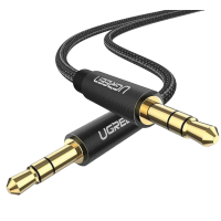 Аудіокабель UGREEN AV112 3.5mm male to 3.5mm male,  Cable Gold Plated Metal Case with Braid, 1m, Black(UGR-50361)