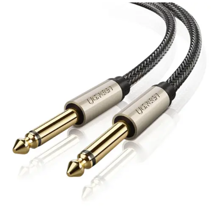 Аудіокабель UGREEN AV128 6.5mm Male to Male Audio Cable Gray 2m(UGR-10638)