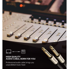 Аудіокабель UGREEN AV128 6.5mm  Male to Male Audio Cable Gray 2m(UGR-10638)