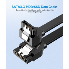 Кабель UGREEN US217 Angled SATA 3 Data Cable 0.5m (Black)(UGR-30797)