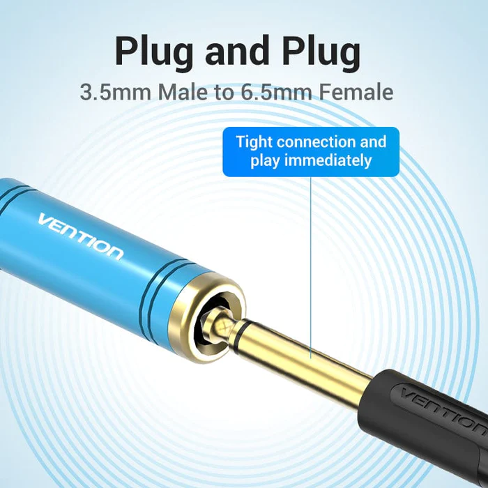 Аудіо перехідник Vention 3.5mm Male to 6.35mm Female Audio Adapter Blue Aluminum Alloy Type (VAB-S04-L)