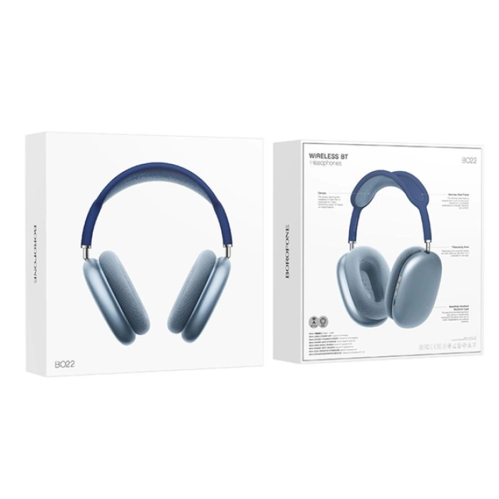Бездротові накладні навушники BOROFONE BO22 Elegant BT headphones Blue