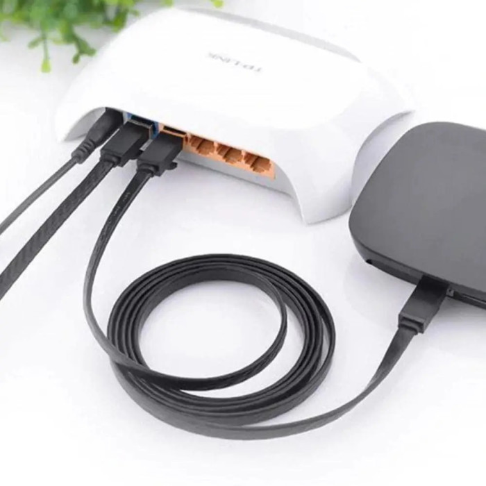 Мережевий кабель UGREEN Cat 6 U/UTP Lan Flat Cable 1m (Black)