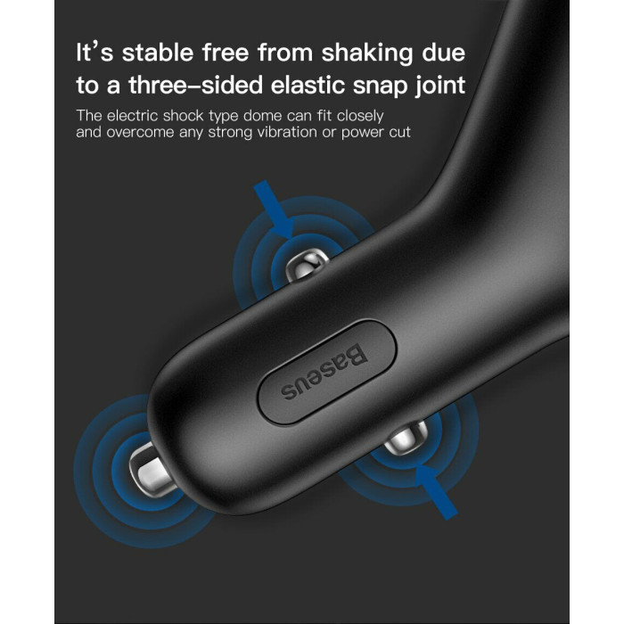 Автомобільний зарядний пристрій Baseus Y type dual USB+cigarette lighter extended car charger 3.1 A Black
