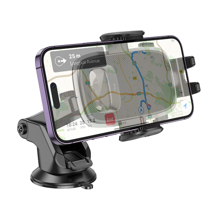 Автотримач для телефона HOCO H15 Fair push-type car holder(center console) Black