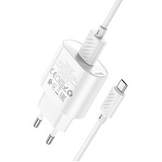 Мережевий зарядний пристрій з кабелем HOCO C109A Fighter single port QC3.0 charger set(Micro) White