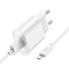 Мережевий зарядний пристрій з кабелем HOCO C109A Fighter single port QC3.0 charger set(Micro) White
