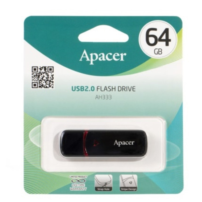 Флеш-накопичувач Apacer USB 2.0 AH333 64Gb Black