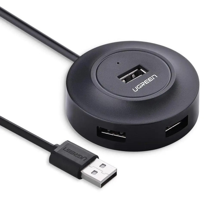 USB-хаб UGREEN USB 2.0 Hub 4 Ports 1m (Black)