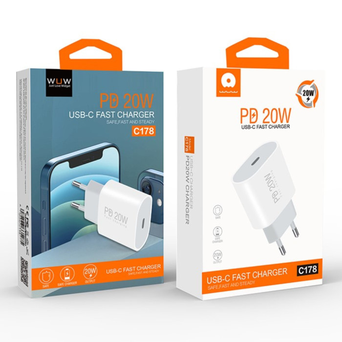 Мережевий зарядний пристрій WUW-C178 1Type-C PD20W white