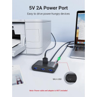 USB-хаб UGREEN CR113 USB 3.0 Hub  1m (Black) (UGR-20291)
