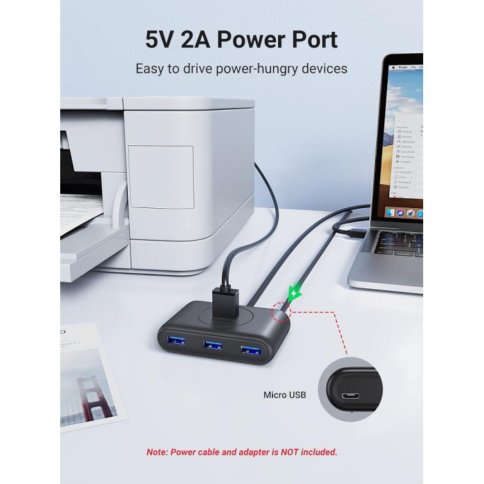 USB-хаб UGREEN CR113 USB 3.0 Hub 1m (Black) (UGR-20291)