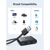 USB-хаб UGREEN CR113 USB 3.0 Hub  1m (Black) (UGR-20291)