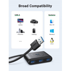 USB-хаб UGREEN CR113 USB 3.0 Hub  1m (Black) (UGR-20291)