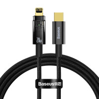 Кабель Baseus Explorer Series Auto Power-Off Fast Charging Data Cable Type-C to IP 20W 1m Black