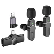 Бездротова мікрофонна система BOROFONE BFK12 Trophy lavalier dual-mic (iP/Type-C) Black