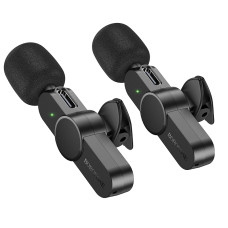 Бездротова мікрофонна система BOROFONE BFK12 Trophy lavalier dual-mic (iP/Type-C) Black
