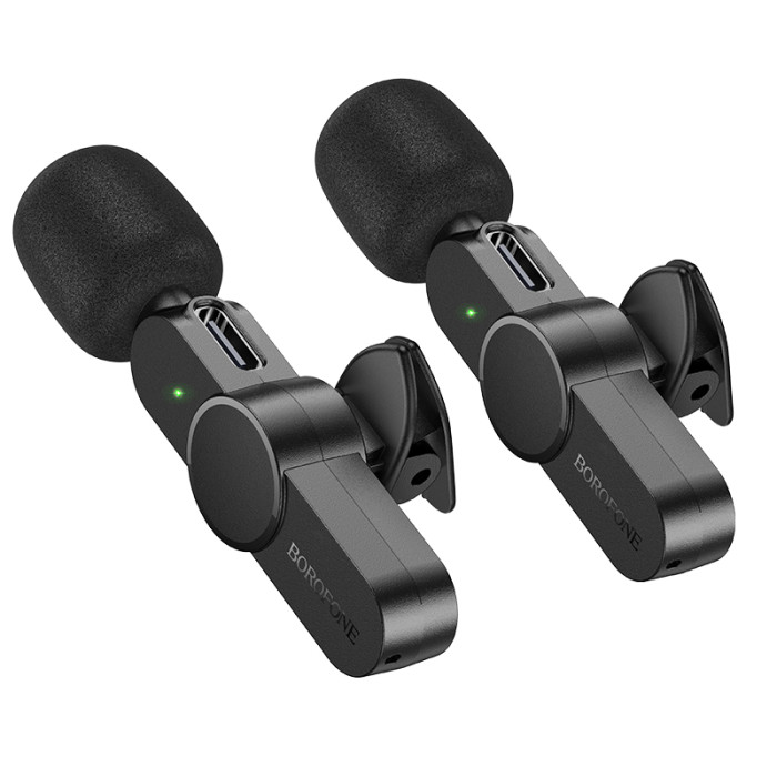 Бездротова мікрофонна система BOROFONE BFK12 Trophy lavalier dual-mic (iP/Type-C) Black