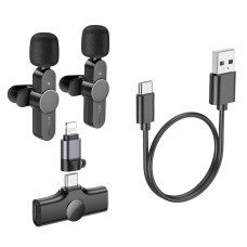 Бездротова мікрофонна система BOROFONE BFK12 Trophy lavalier dual-mic (iP/Type-C) Black