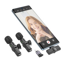 Бездротова мікрофонна система BOROFONE BFK12 Trophy lavalier dual-mic (iP/Type-C) Black