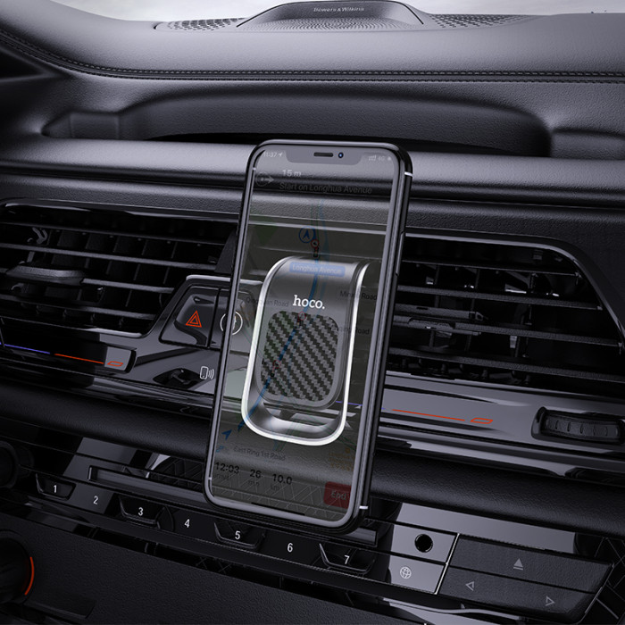 Автотримач для телефона HOCO CA74 Universe air outlet magnetic car holder Black+Silver