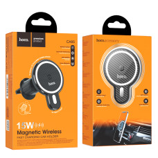 Автотримач для телефона з БЗП HOCO CA85 Ultra-fast magnetic wireless charging car holder Black