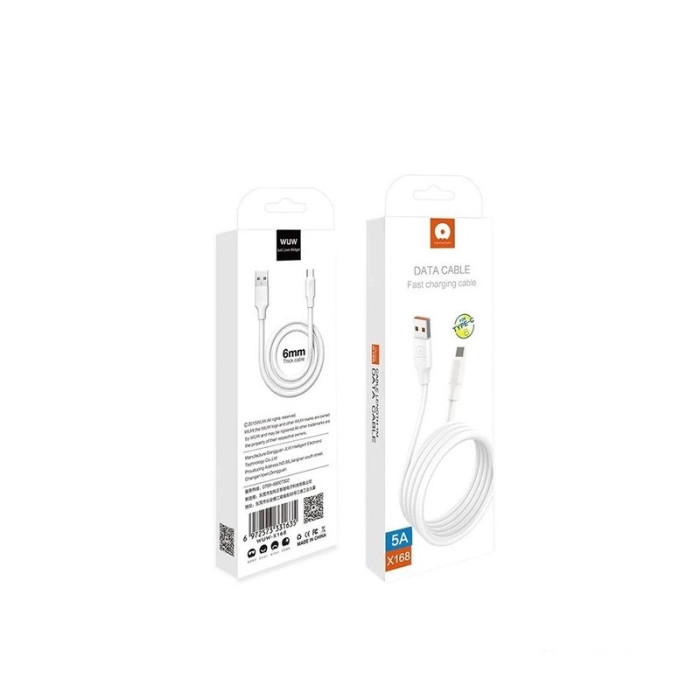 Кабель WUW-X168 USB Type-C 5А white