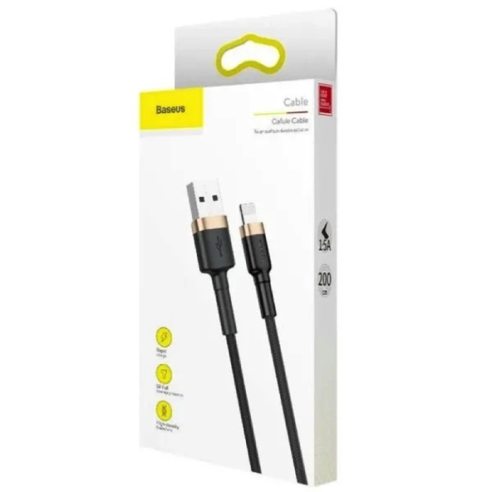 Кабель Baseus Cafule Cable USB For Lightning 1.5A 2m Gold+Black