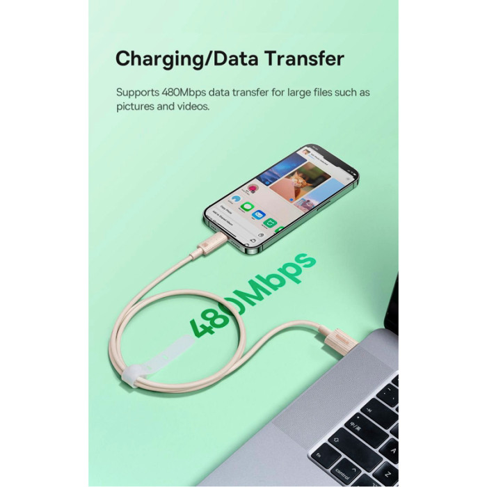 Кабель Baseus Habitat Series Fast Charging Cable Type-C to iP 20W 2m Wheat Pink