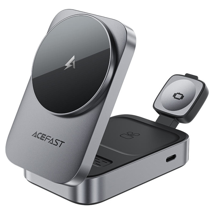 Бездротовий зарядний пристрій ACEFAST E22 Desktop 3-in-1 Wireless Charging holder Metal Gray